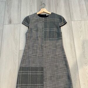 Alice + Olivia Black and Gray Plaid Midi Dress